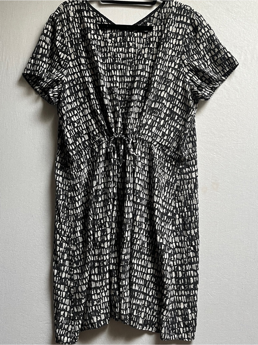 Eileen Fisher 100% Silk Seraglio Print Drawstring Dress XL